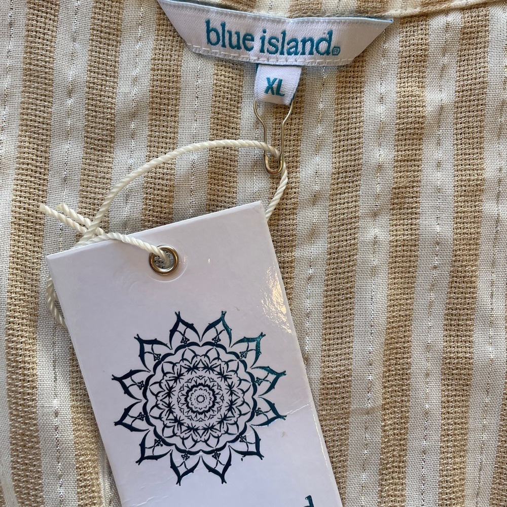 NWT Blue Island Cream and‎ White Striped Maxi Swim Coverup - Picture 8 of 8